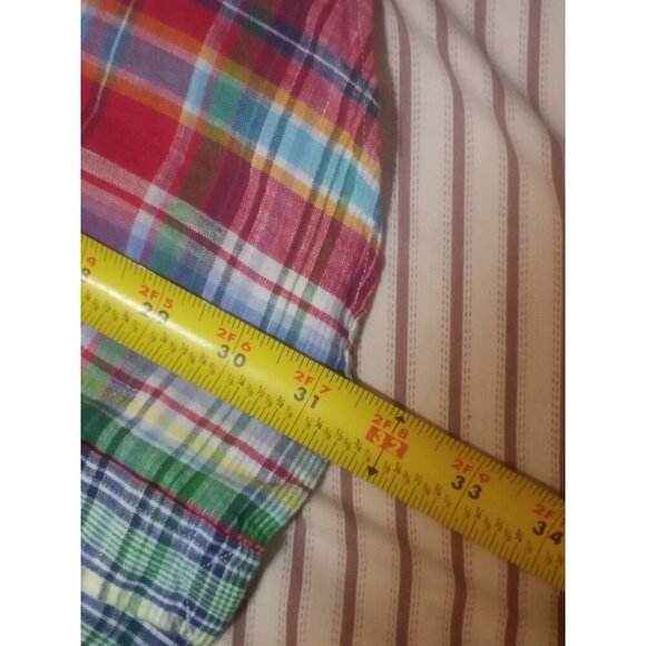 Ralph Lauren Shirt Mens Medium M Madras Plaid Multicolor Button Down 100% Linen - Picture 14 of 14
